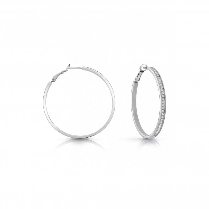 Guess Jewellery Guess Color My Day Silver Tone CZ 50mm Hoop Earrings