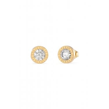 Guess Color My Day Yellow Gold Tone CZ 10mm Stud Earrings