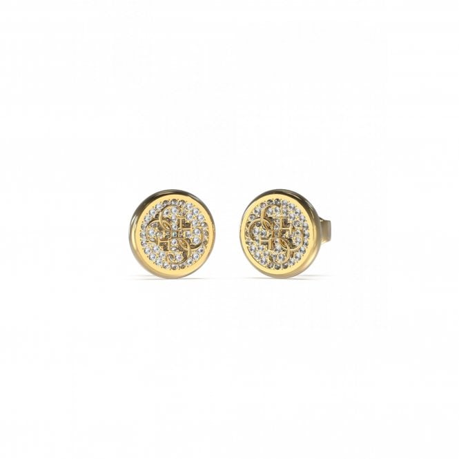 Guess Jewellery Guess Dreaming Guess Yellow Gold Tone 4G Logo CZ Pave 12mm Stud Earrings
