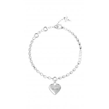 Guess Falling In Love Silver Tone Heart Bracelet 18.5-22cm