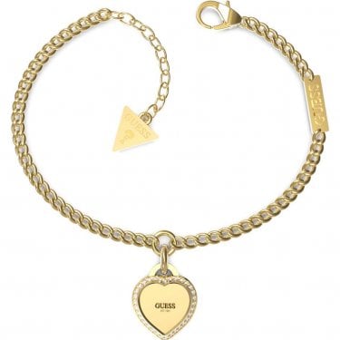 Guess Fine Yellow Gold Tone Heart Bracelet