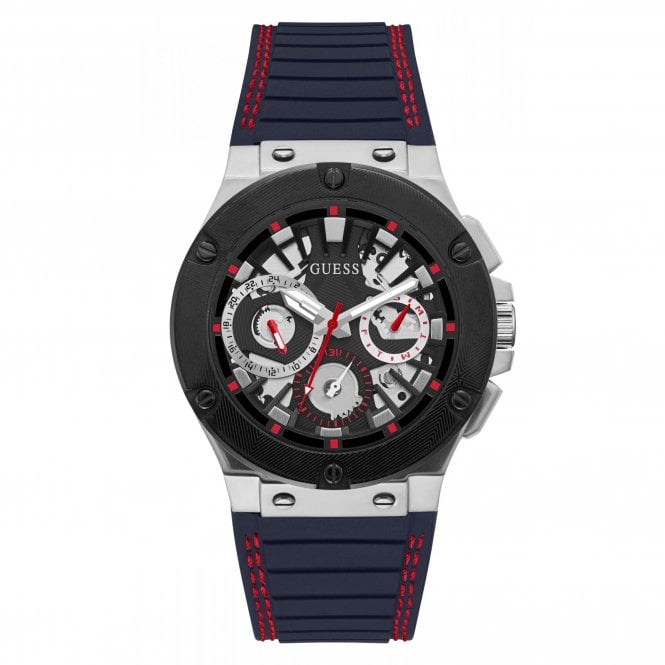 Guess Watches Guess Gents Circuit Navy Silicone Strap Watch