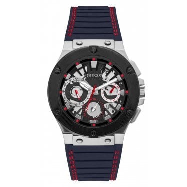 Guess Gents Circuit Navy Silicone Strap Watch