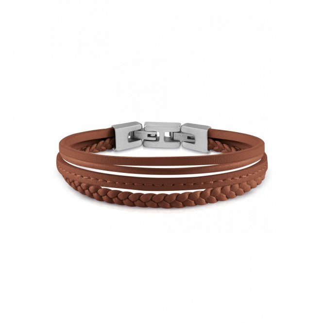 Guess Jewellery Guess Gents Malibu Cognac Multi Strap Bracelet