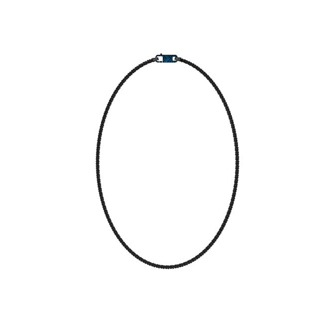 Guess Jewellery Guess Gents Pitstop Textured Black Hook Chain Necklace 0.8cm, 21