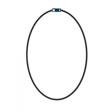 Guess Gents Pitstop Textured Black Hook Chain Necklace 0.8cm, 21"