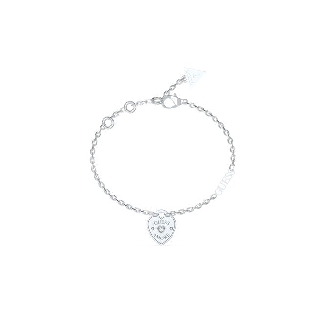 Guess Jewellery Guess Amore Heart Charm Bracelet 1.4cm, 17.2cm + 3.8cm