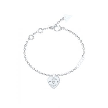 Guess Amore Heart Charm Bracelet 1.4cm, 17.2cm + 3.8cm