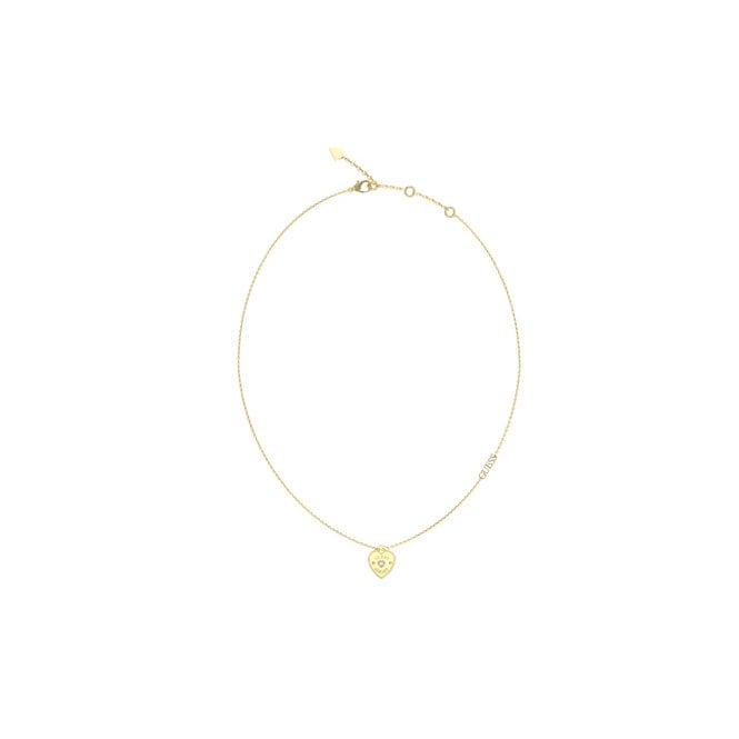 Guess Jewellery Guess Amore Heart Charm Gold Tone Necklace 1.4cm, 40.7 - 45.7cm