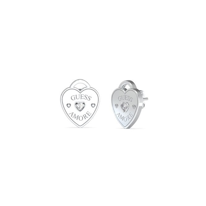 Guess Jewellery Guess Amore Heart Charm Stud Earrings 1.4cm