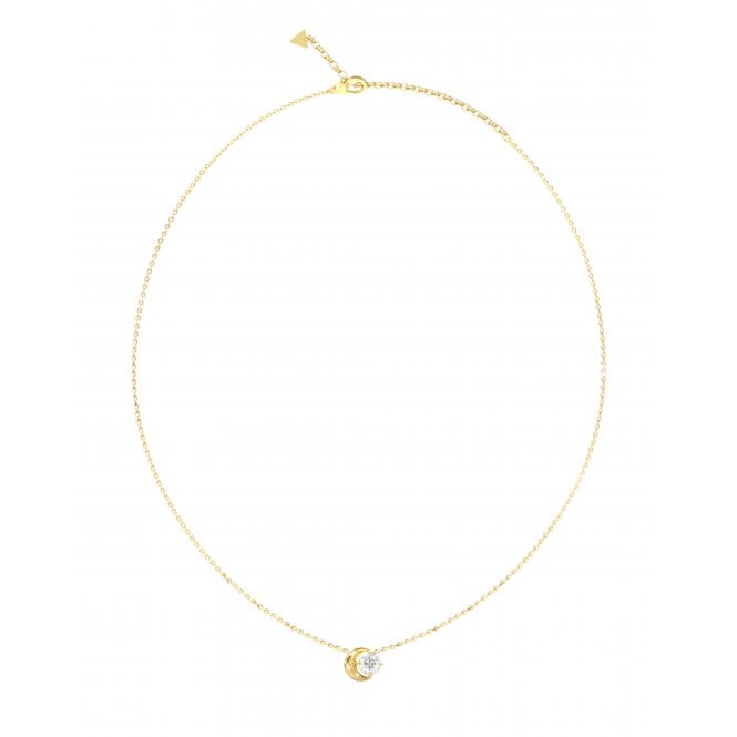 Guess Jewellery Guess Aurora Cresent Moon CZ Gold Tone Necklace 1cm, 16-18