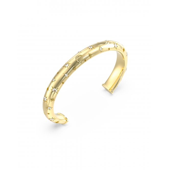 Guess Jewellery Guess Aurora Cresent Moon & Stars CZ Gold Tone Bangle 0.7cm, 5 x 6cm