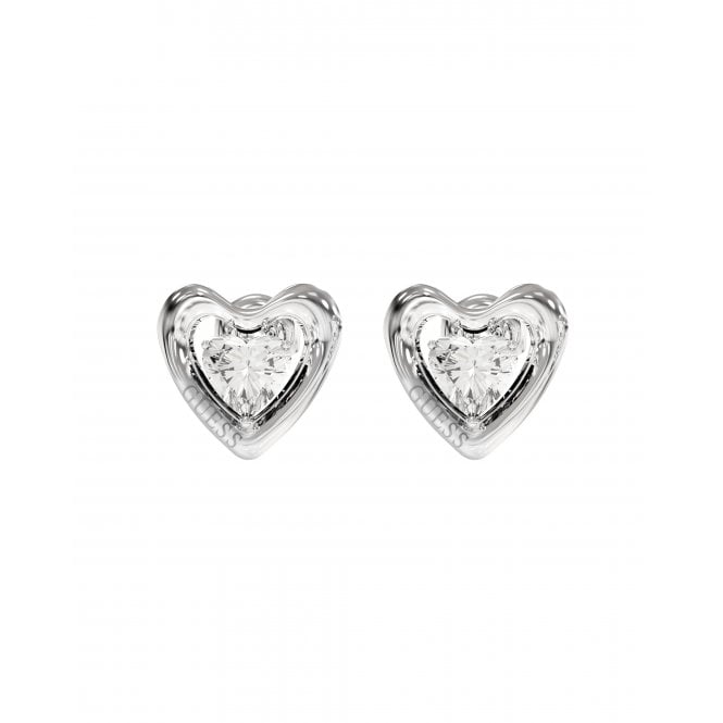 Guess Jewellery Guess Beloved CZ Heart Stud Earrings 1cm