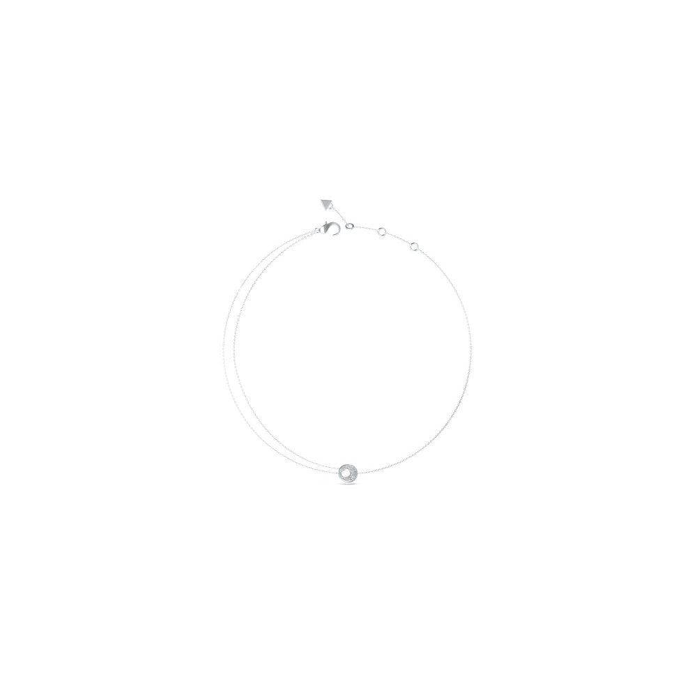 Guess Jewellery Women's Silver/White Guess Blooming Summer Single Link Pave Necklace, 40.7 - 45.7Cm 1Cm