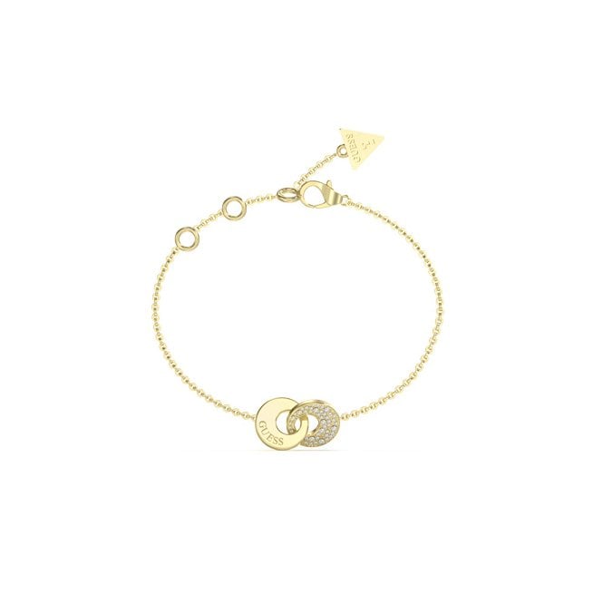 Guess Jewellery Guess Blooming Summer Two Links Pavé Gold Tone Bracelet 1cm, 17.2cm + 3.8cm 