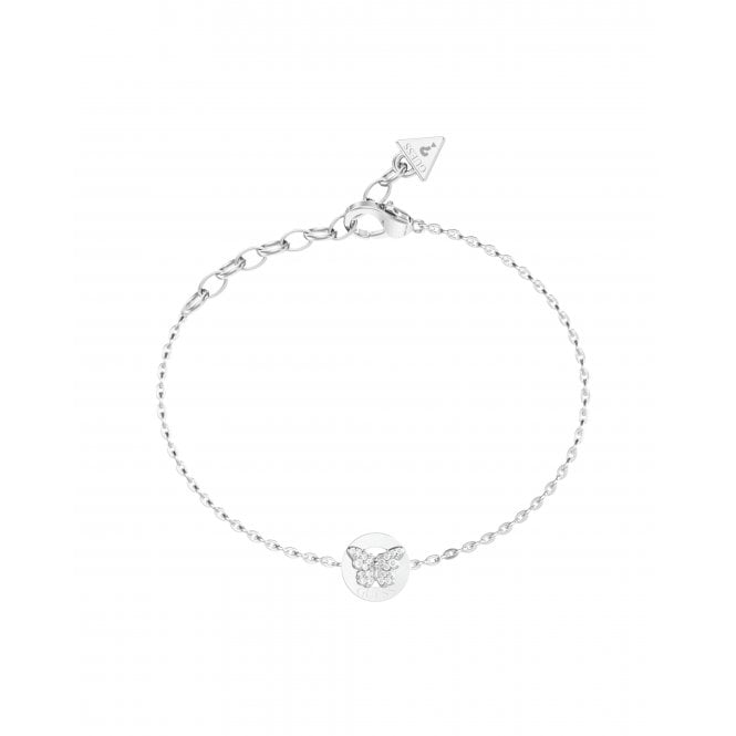 Guess Jewellery Guess Borboleta CZ Butterfly Coin Bracelet 1cm, 17.2cm + 3.8cm