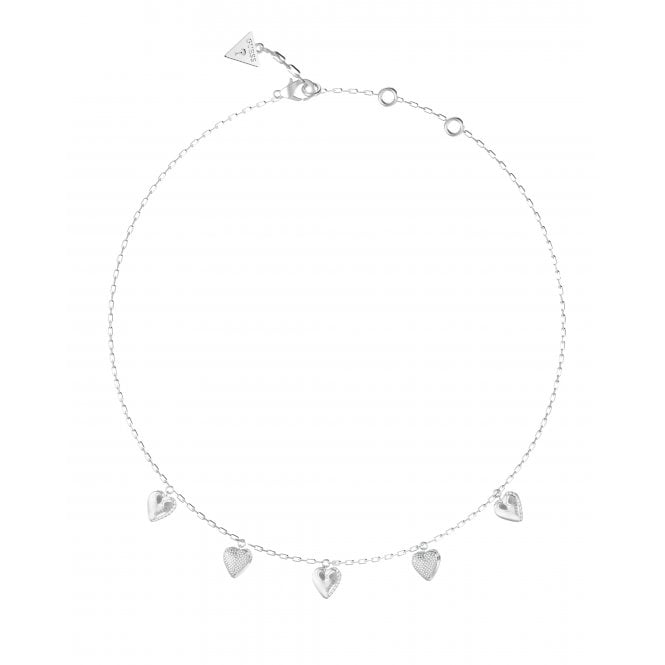 Guess Jewellery Guess By Your Side CZ Heart Charms Necklace 16-18