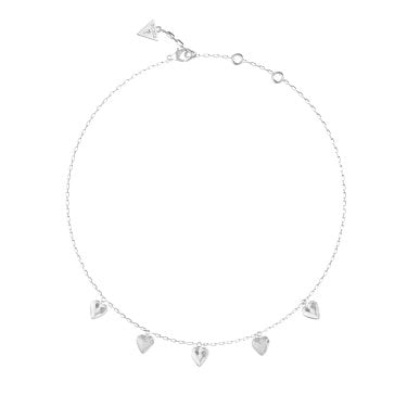 Guess By Your Side CZ Heart Charms Necklace 16-18"