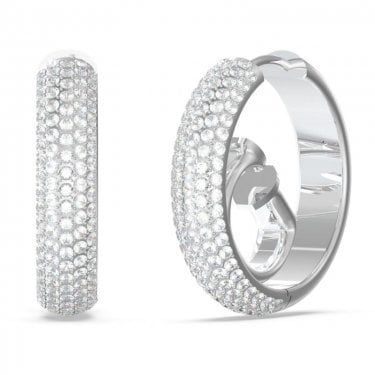Guess Crazy G Logo CZ Pave Hoop Earrings 2cm