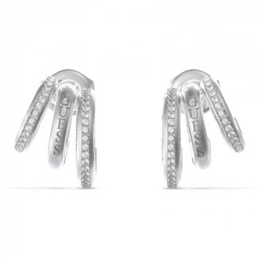 Guess Crazy Triple Mini CZ Hoop Earrings 1.2cm