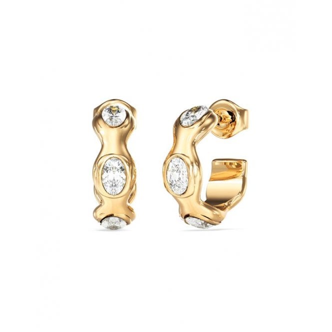 Guess Jewellery Guess Divine Gold Tone Multi Oval Crystal Hoop Earrings 1.8cm