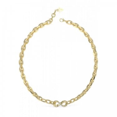 Guess Endless Dream CZ Infinity Gold Tone Chain Necklace