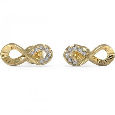 Guess Endless Dream CZ Infinity Gold Tone Stud Earrings 1.3cm
