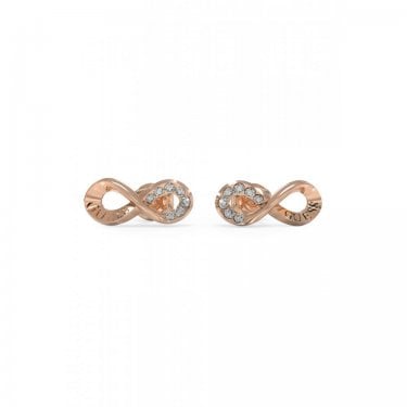 Guess Endless Dream CZ Infinity Rose Gold Tone Stud Earrings 1.3cm