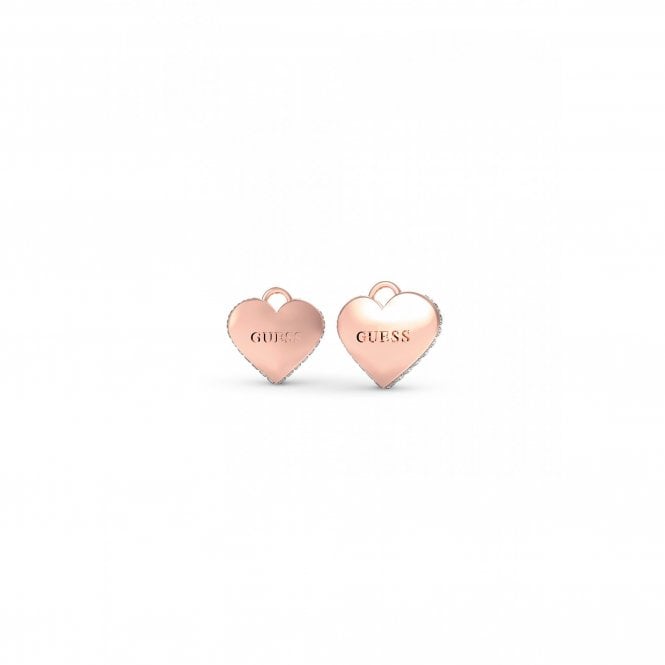 Guess Jewellery Guess Falling In Love Rose Gold Tone Heart 14mm Stud Earrings