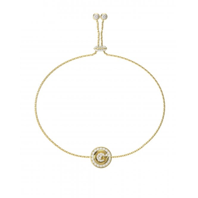 Guess Jewellery Guess G Crystal G Coin Pavé Gold Tone Adjustable Slider Bracelet 1cm, 12 - 24cm 
