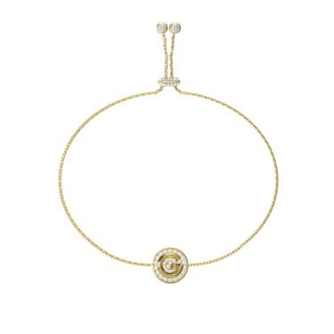 Guess G Crystal G Coin Pavé Gold Tone Adjustable Slider Bracelet 1cm, 12 - 24cm 