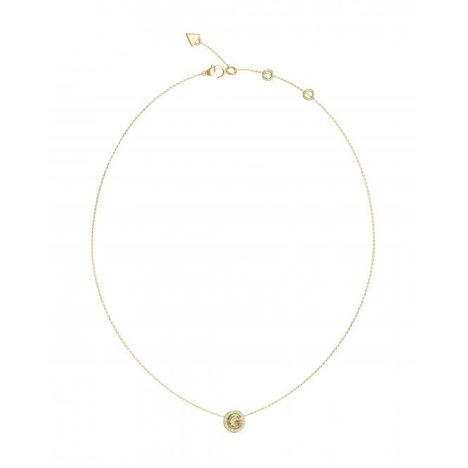Guess Jewellery Guess G Crystal G Coin Pavé Gold Tone Necklace 16-18