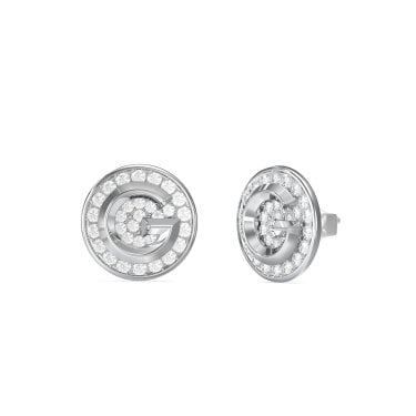 Guess G Crystal G Coin Pavé Stud Earrings 1cm 