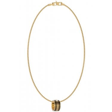 Guess Gents Legacy Textured Round Gold Tone Necklace 53cm