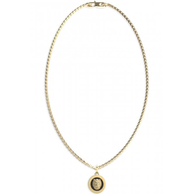 Guess Jewellery Guess Gents Lion King Coin Black & Gold Tone Necklace 21