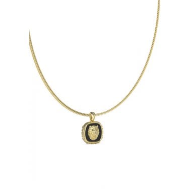 Guess Gents Lion King Coin Gold Tone Necklace 1.8cm, 21"