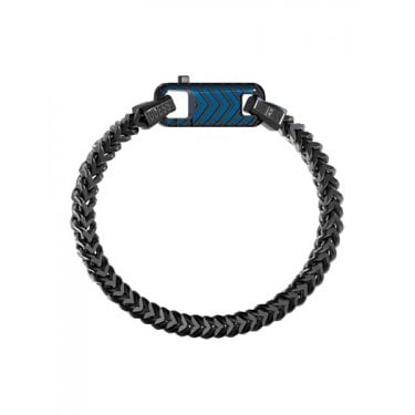 Guess Gents Pitstop Textured Black Hook Chain Bracelet 0.8cm, 21cm