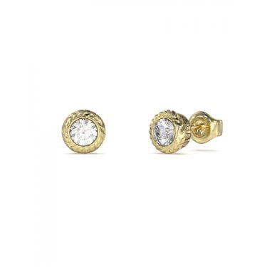 Guess Gents Sailor Knot Crystal Gold Tone Stud Earrings 0.8cm