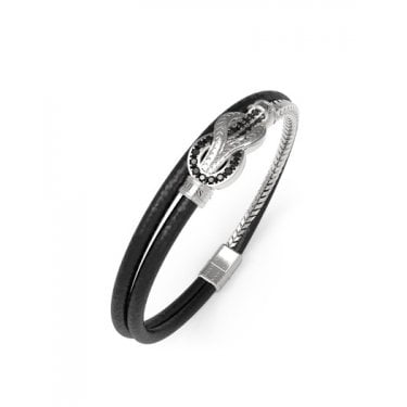 Guess Gents Sailor Knot Leather Bracelet 1.5 x 0.7cm, 21cm