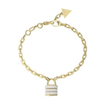 Guess Guess My Secret Pavé Padlock Gold Tone Bracelet 22cm