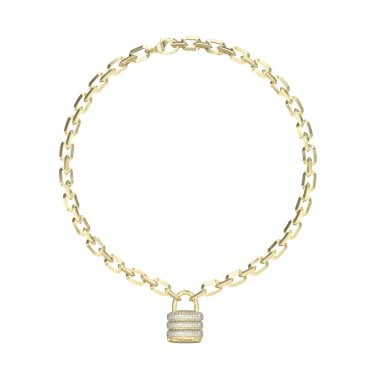 Guess Guess My Secret Pavé Padlock Gold Tone Necklace 16-18"
