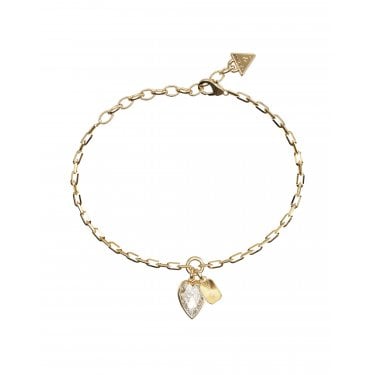 Guess Heart Charm Gold Tone Bracelet 1.1cm, 17.2 - 21cm