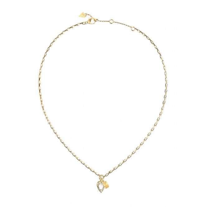 Guess Jewellery Guess Heart Charm Gold Tone Necklace 1.1cm,  16-18