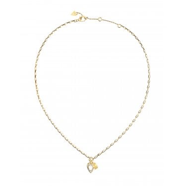 Guess Heart Charm Gold Tone Necklace 1.1cm,  16-18"