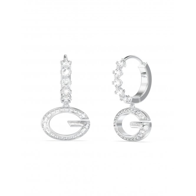 Guess Jewellery Guess Heart G Camden Crystal Silver Tone Hoop Earrings 2.0cm