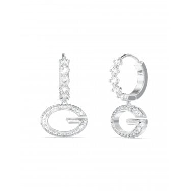Guess Heart G Camden Crystal Silver Tone Hoop Earrings 2.0cm