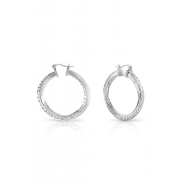 Guess Hoops Don't Lie Silver Tone Hoop Earrings 4x4cm