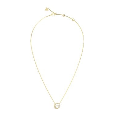 Guess Iconique CZ Wrapped Heart Gold Tone Necklace 16-18"