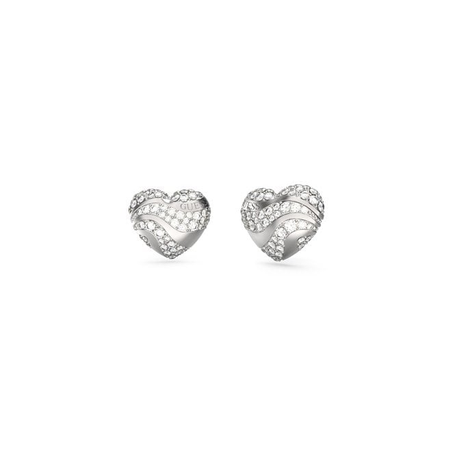 Guess Jewellery Guess In My Heart Crystal Heart Wave Stud Earrings 1.3cm