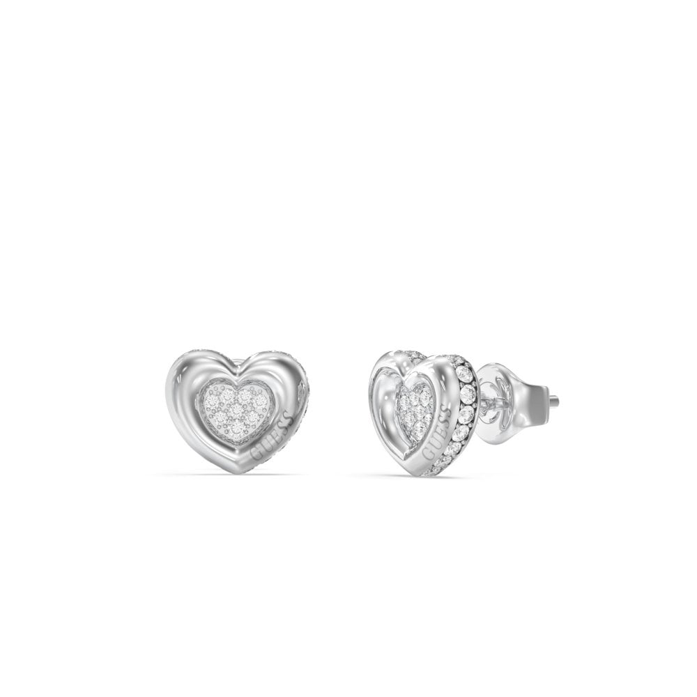 Guess UBE05466RH Guess Womens L.O.V.E. 10mm Heart Pave Studs Jewellery - Image 6